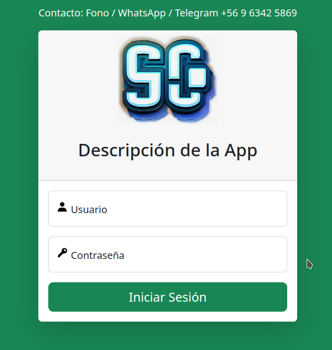 Formulario de login del sistema stscon32