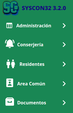 Imagen del las opciones del menu sidebar